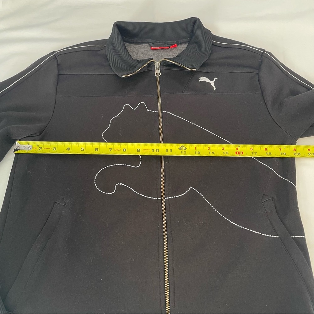 Puma Black Full Zip Embroidered Sweatshirt with White Accents Women’s Medium - Picture 3 of 6